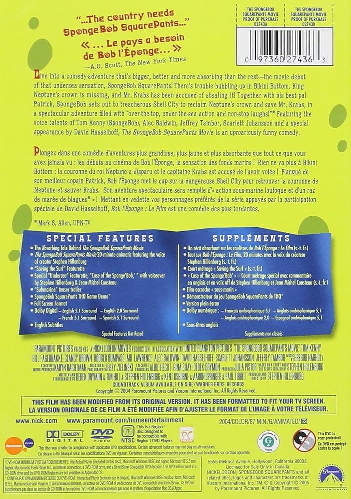 (未使用･未開封品)　The Spongebob Squarepants Movie (Full Screen Edition) gsx453j The Spongebob Squarepants Movie [Full Screen Edition